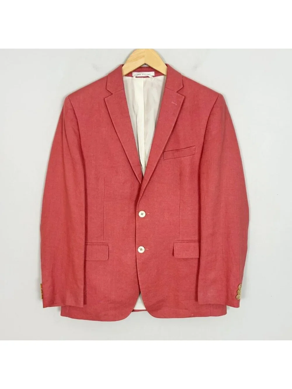 Ralph Lauren Coral Pink 100% Linen Blazer Jacket Sport Coat Size Boy’s Youth 18